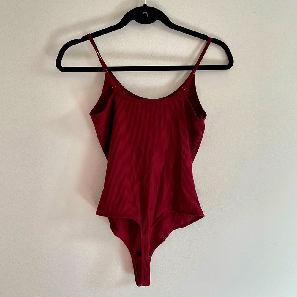 Athleta Ribbed Bodysuit - Maroon - Size Small